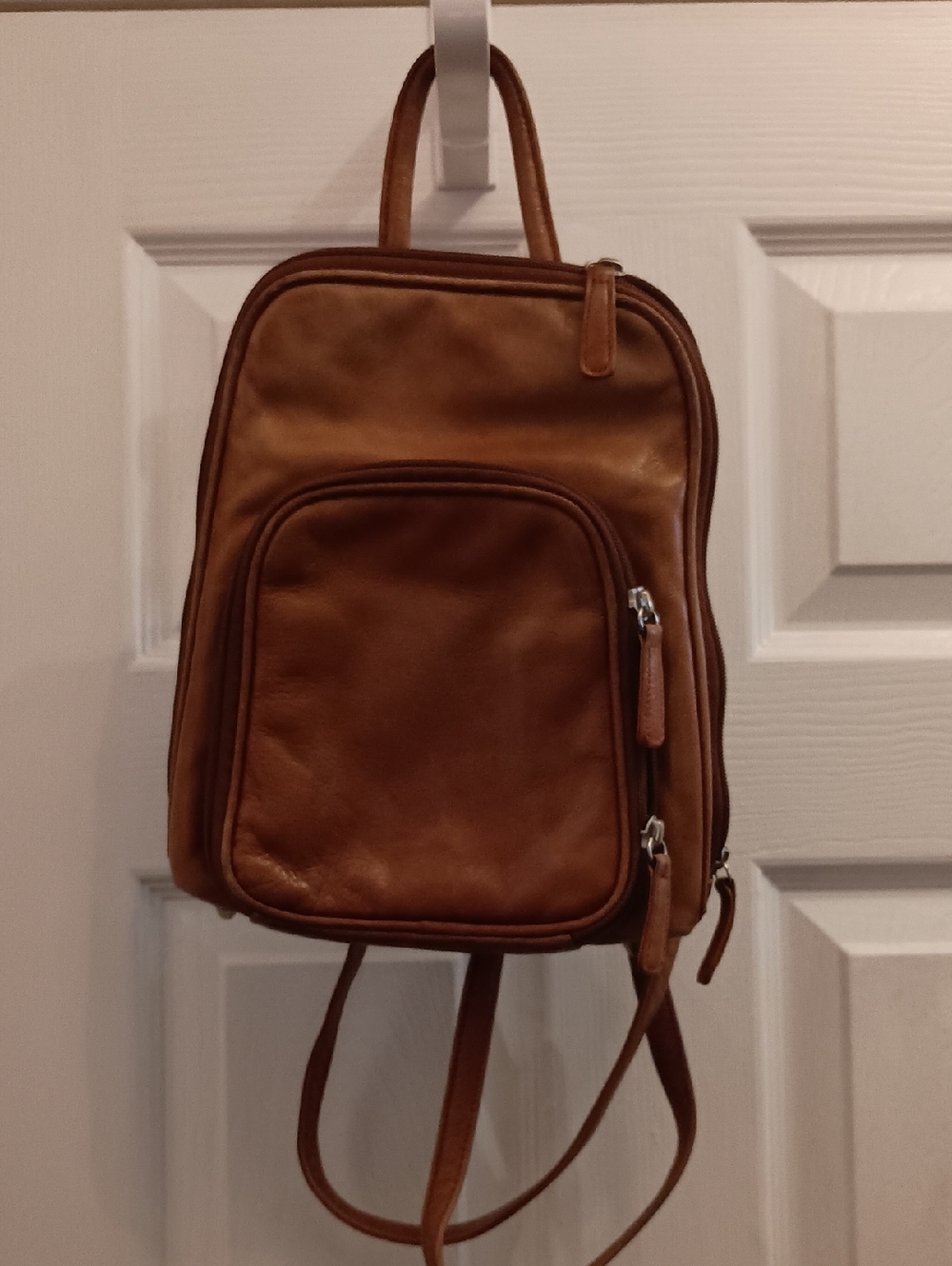 Leather Sling Backpack - Tan